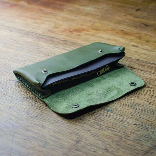 Olive Green Italian Leather Purse