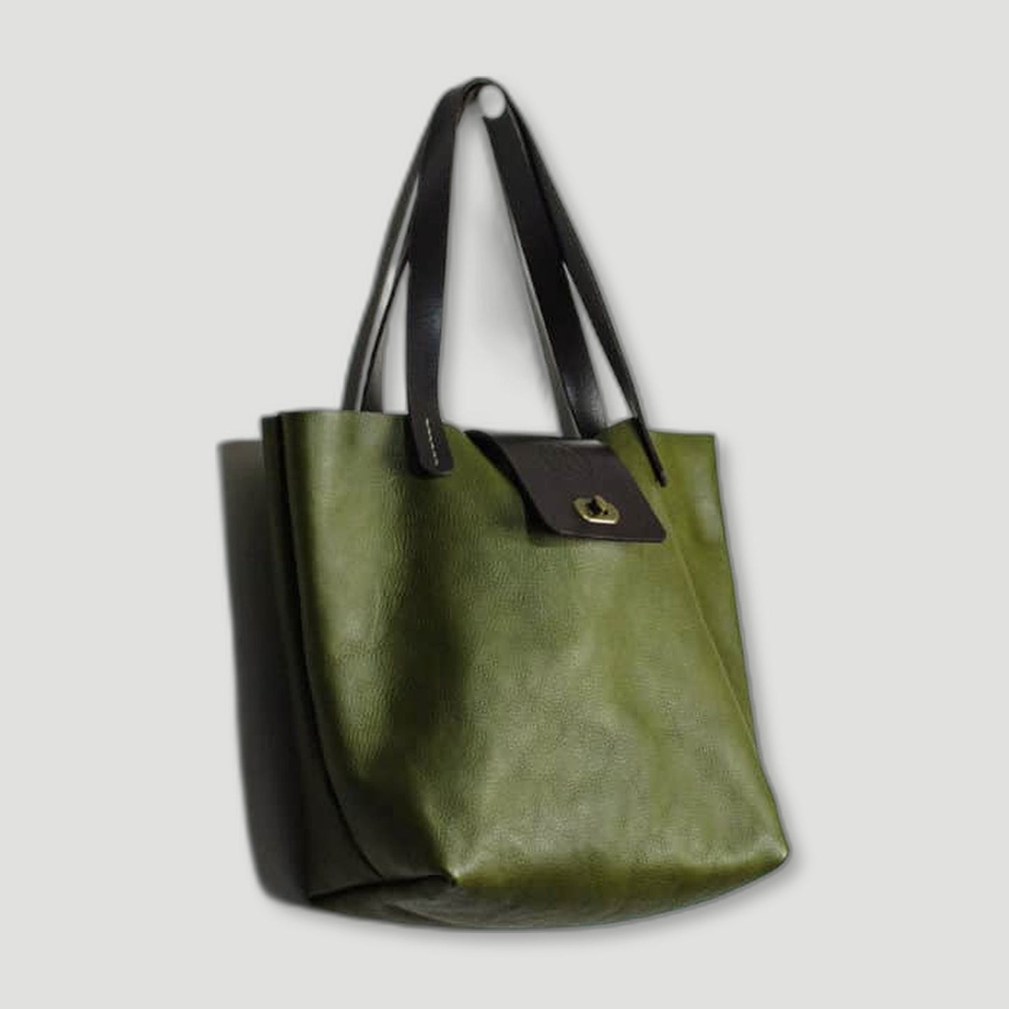 Olive Green Italian Leather Tote Bag from Heather Borg - British Made Leather Bags
