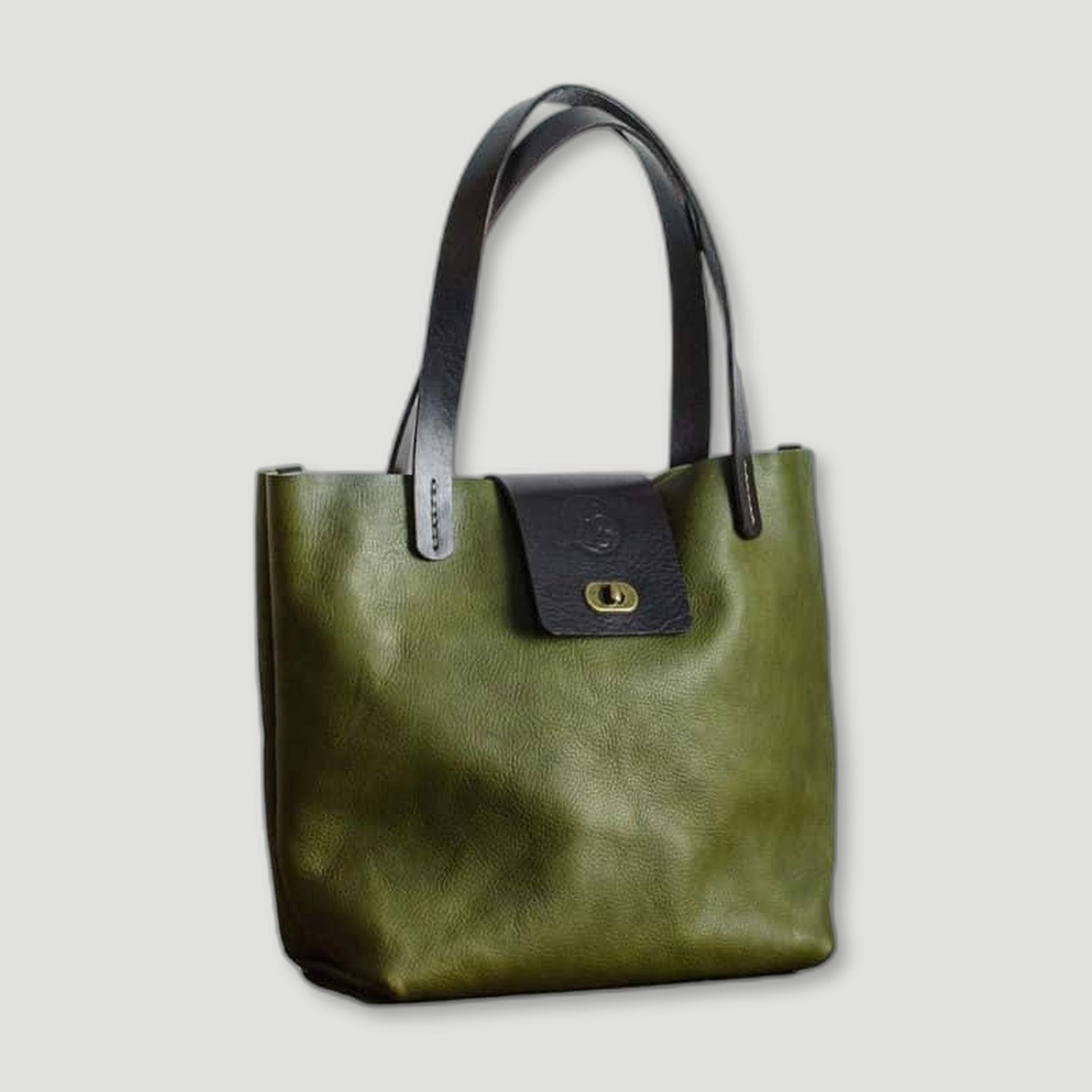 Back view of Olive Green Italian Leather Tote Bag from Heather Borg - British Made Leather Bags