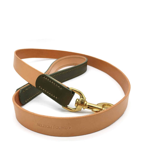 Olive Green Leather Dog Lead