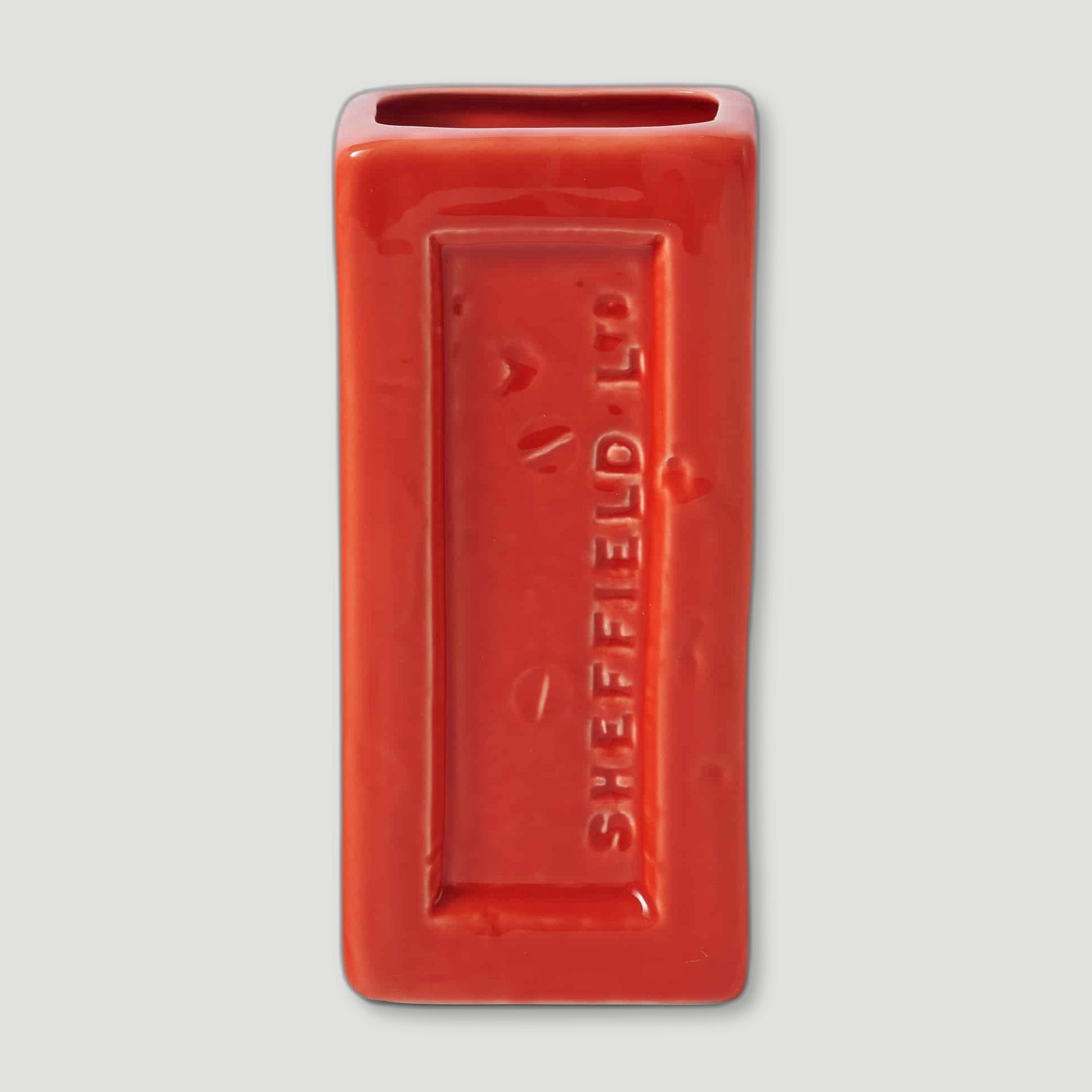 Front view of Orange Sheffield Brick Vase from Stolen Form - British Made Vases & Homeware