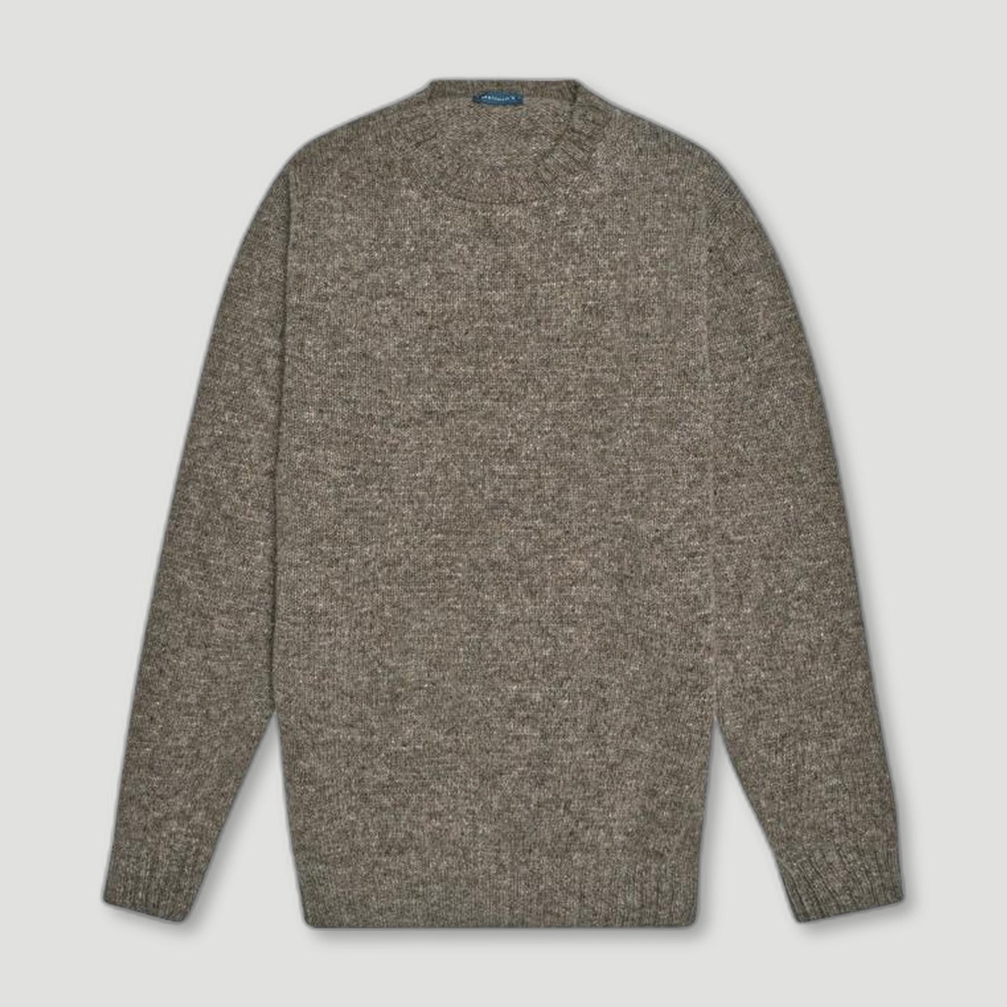 Oyster Wreay Shetland Wool Crew Neck from Malloch's - British Made Wool Jumpers