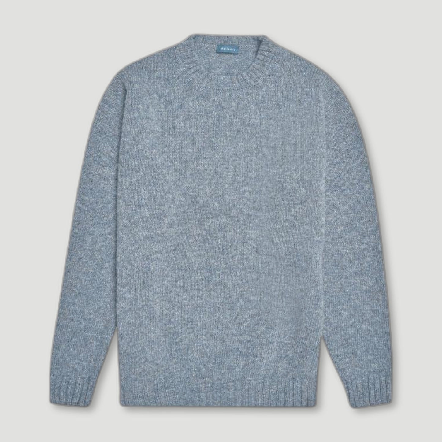 Pale Blue Wreay Shetland Wool Crew Neck from Malloch's - British Made Wool Jumpers