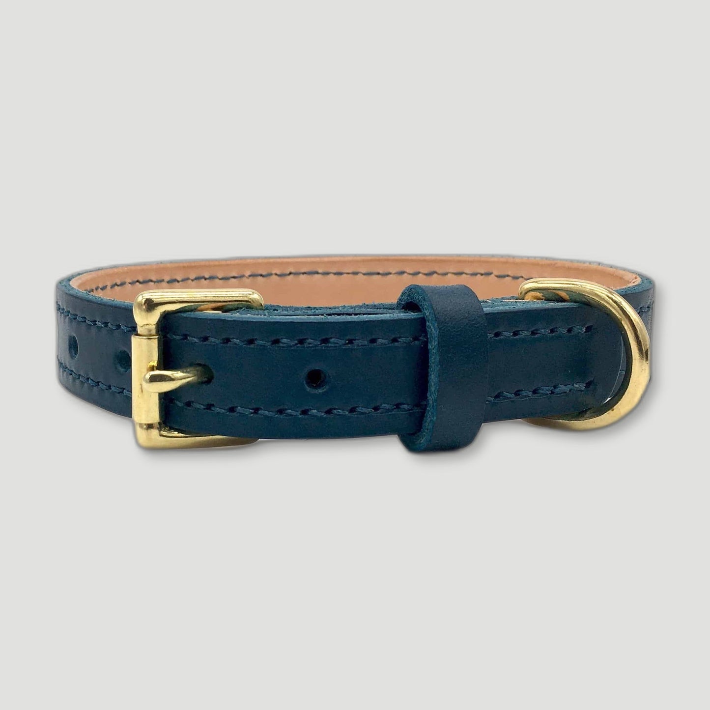 Peacock Blue Leather Dog Collar from Seldom Found - British Made Dog Collars