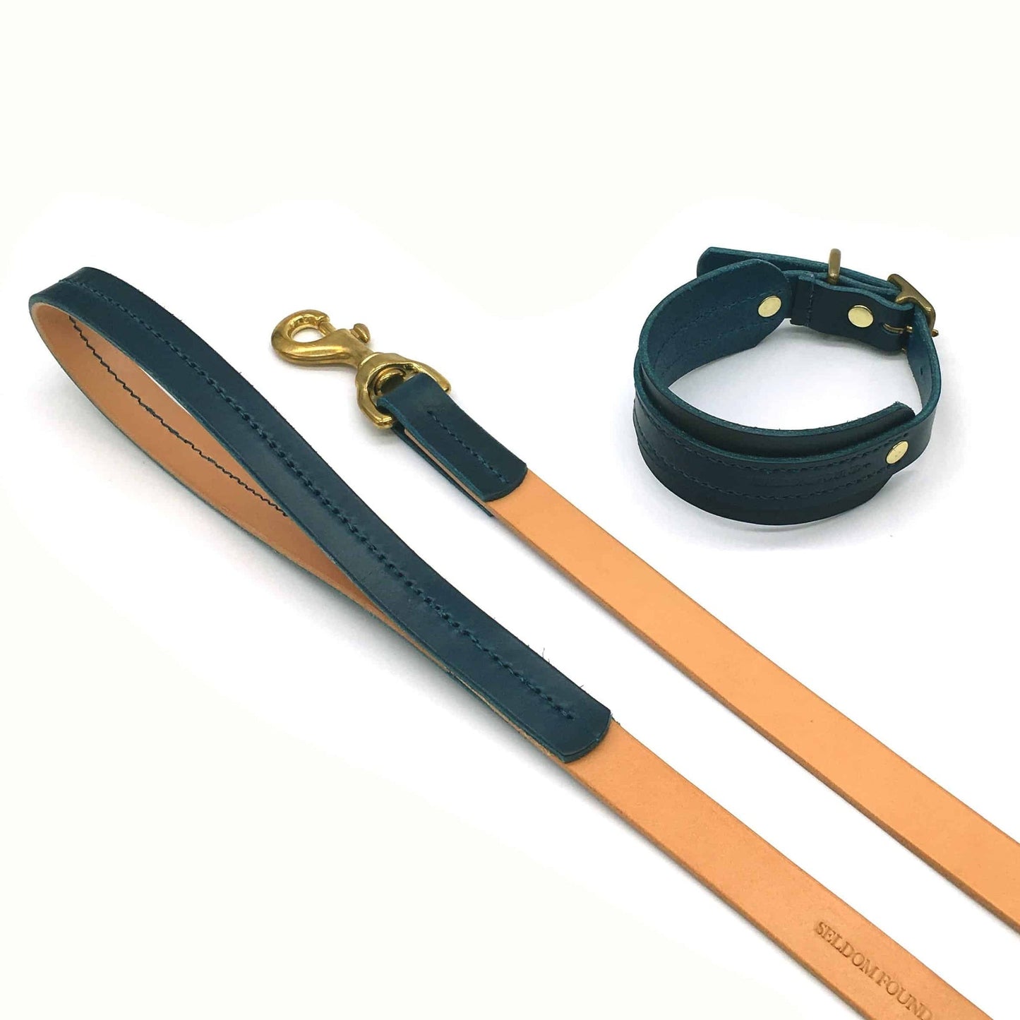 Peacock Blue Leather Dog Lead