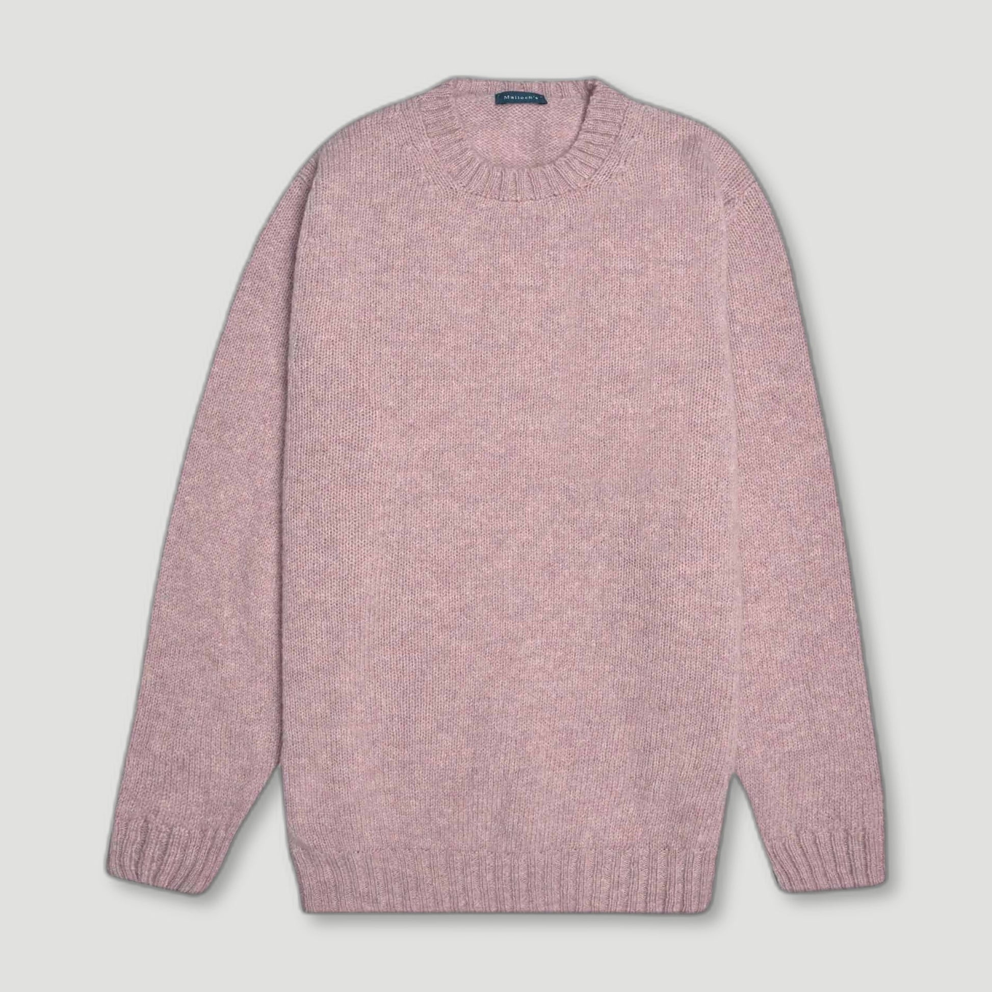 Pink Wreay Shetland Wool Crew Neck from Malloch's - British Made Wool Jumpers