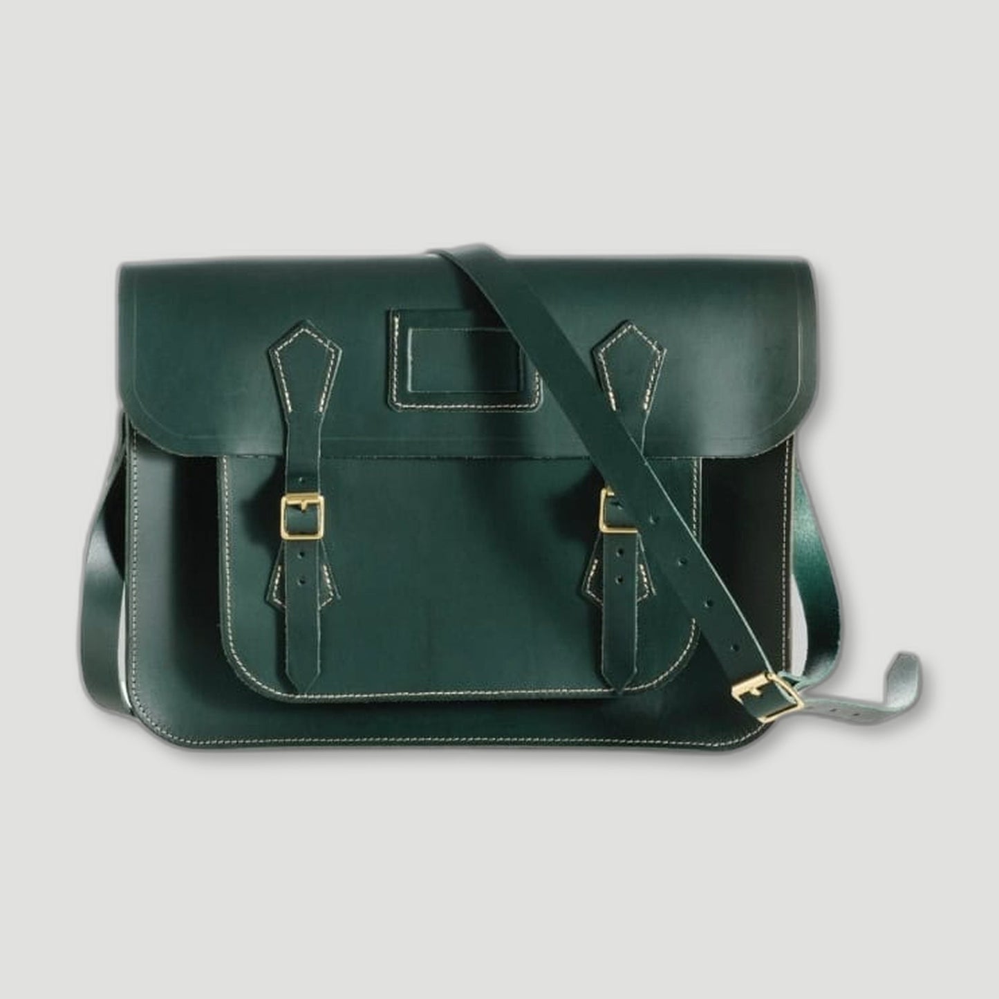 Racing Green Leather Satchel from Garstin 1871 - British Made Leather Accessories