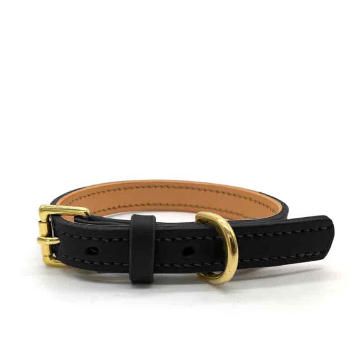 Raven Black Leather Dog Collar