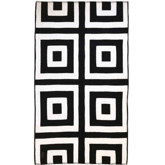 Recycled Cotton Nola Throw - Black & White