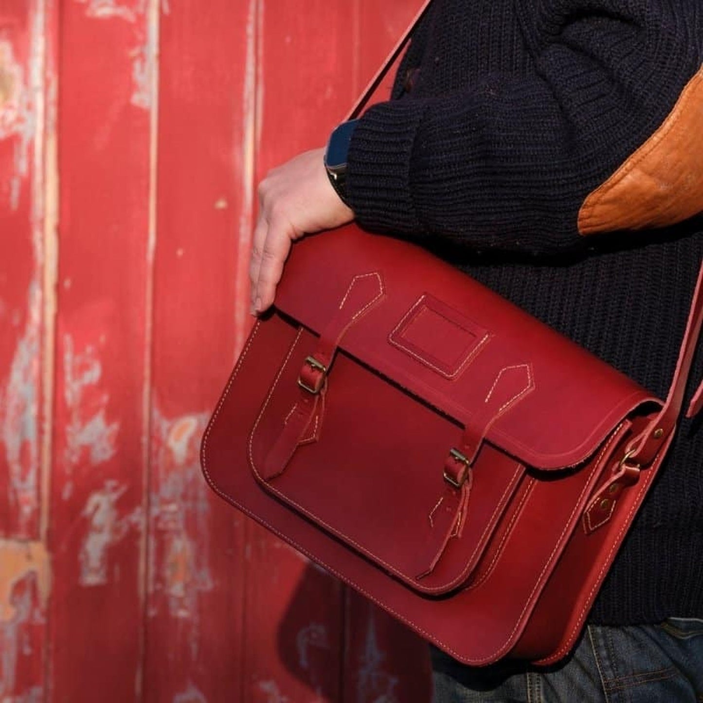 Leather Satchel - Rouge Red