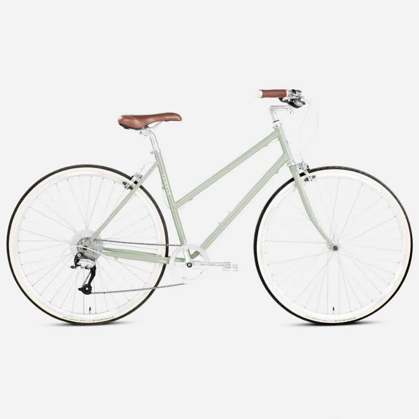 Step Through Lightweight Geared Bicycle in Lichen Green