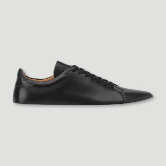 Side view of The Mellor II Black Sneakers from Goral - British Made Trainers