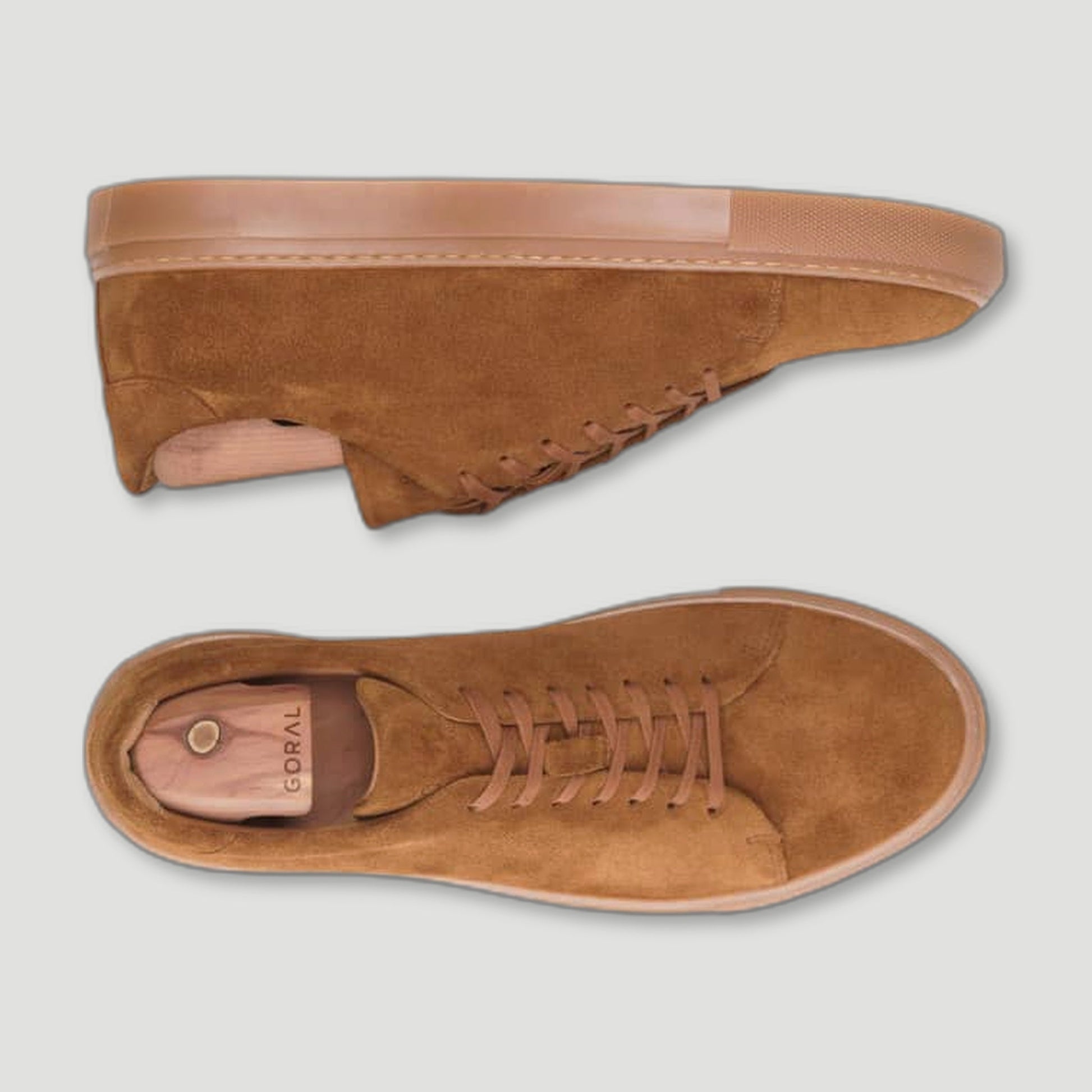 Top view of The Mellor II Ox Reverse Terra Sneakers from Goral - British Made Trainers