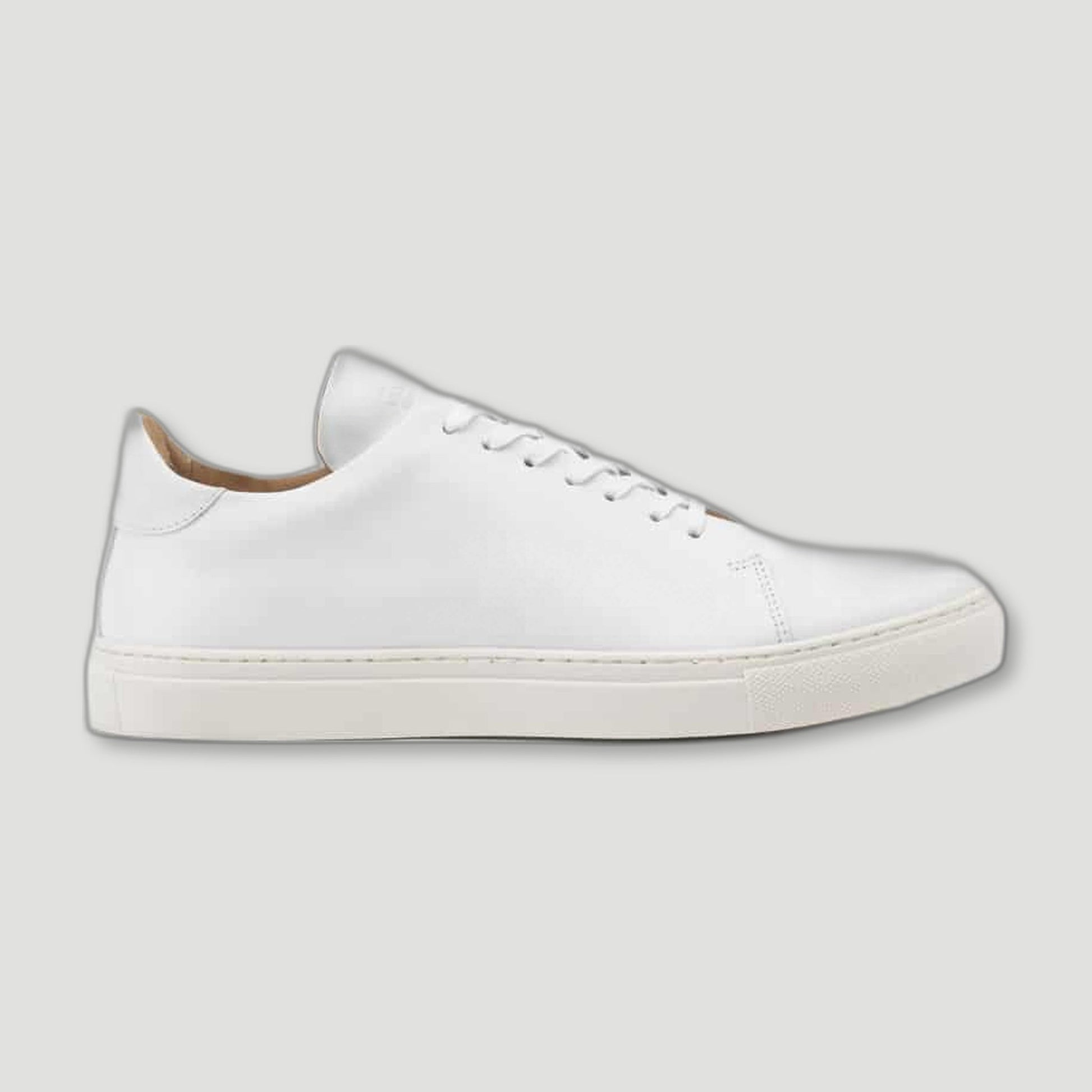 Side view of The Mellor II White Calfskin Sneakers from Goral - British Made Trainers