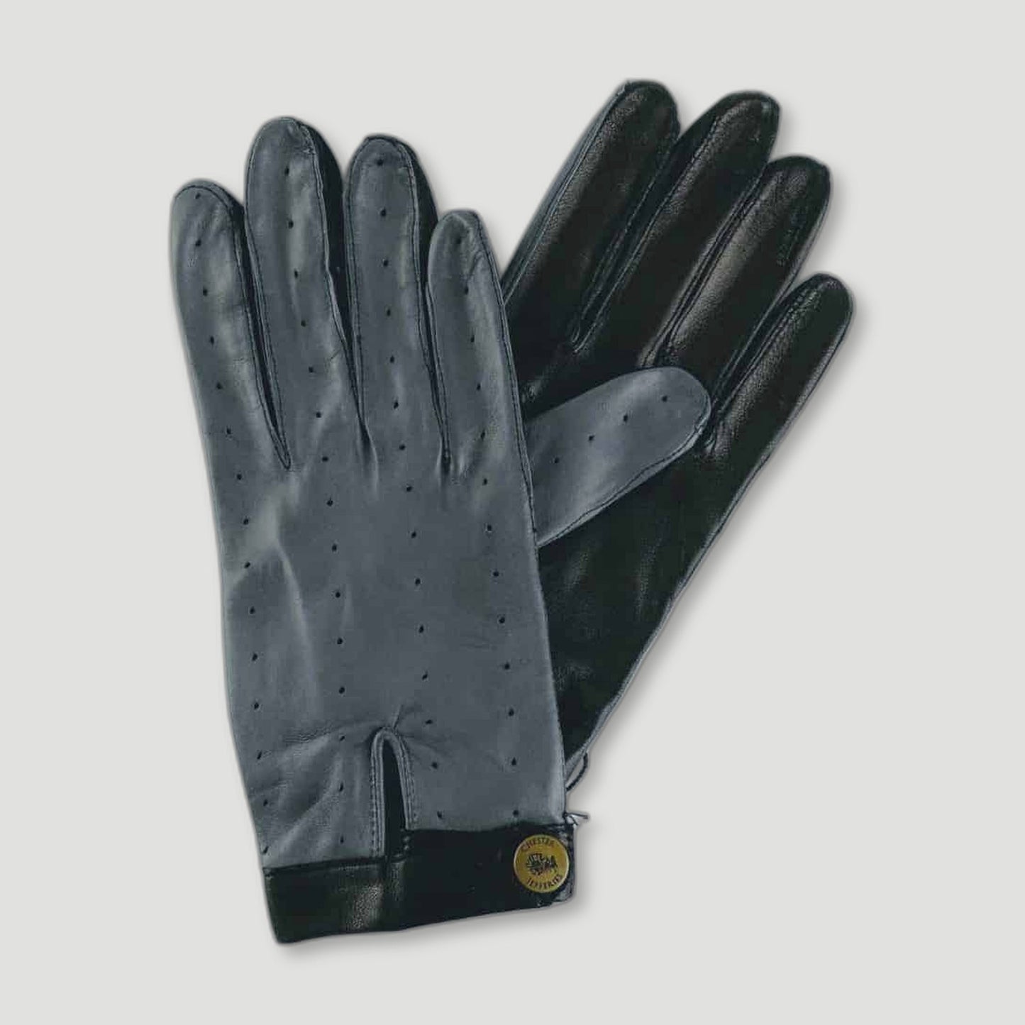 The Morgan Driving Gloves | Frigate Grey and Black Leather from Chester Jefferies - British Made Leather Gloves