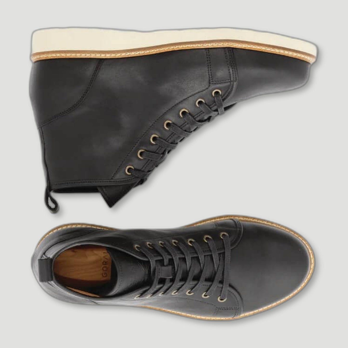 Top view of The Whitley - Hunter Black Boot from Goral - British Made Trainers