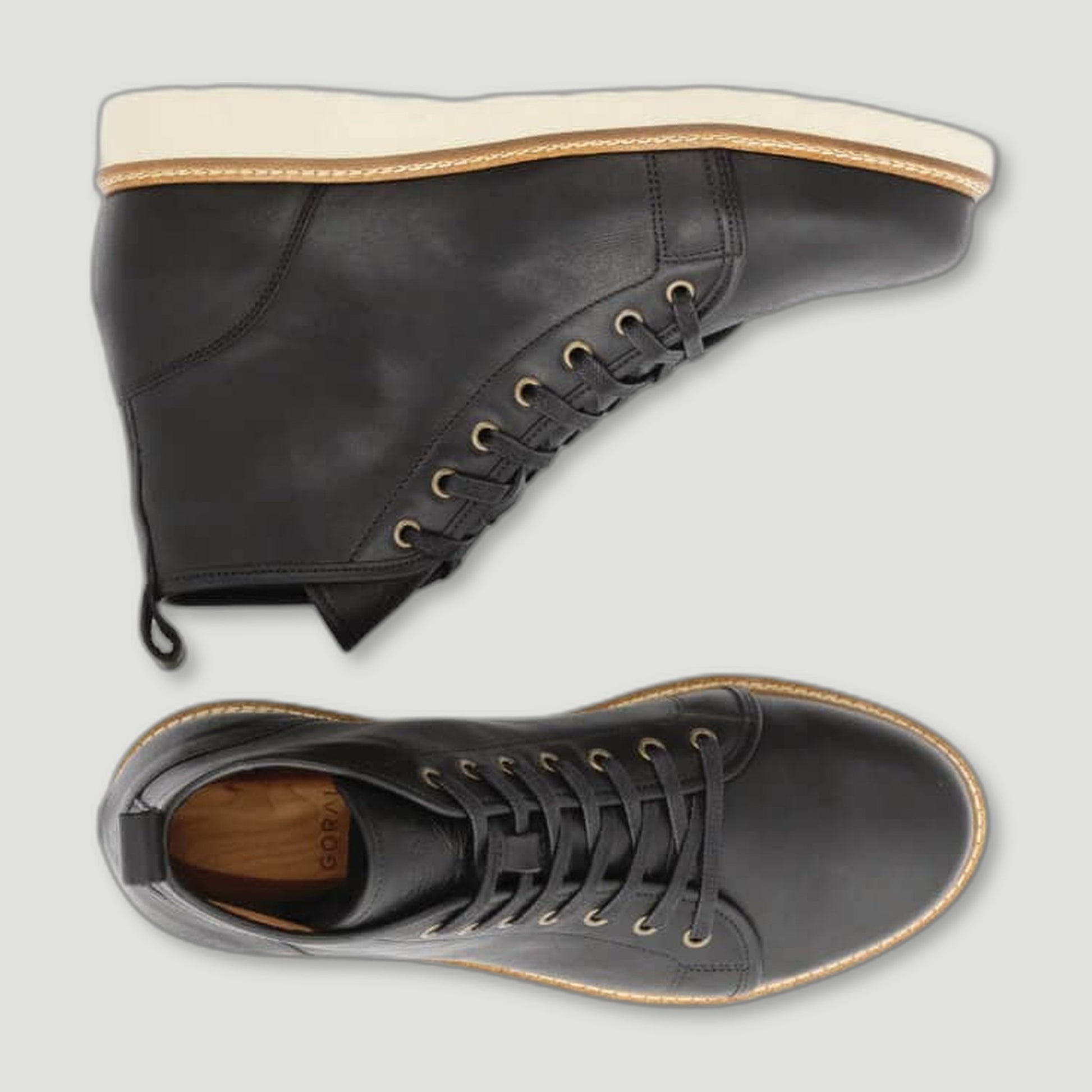 Top view of The Whitley - Hunter Black Boot from Goral - British Made Trainers