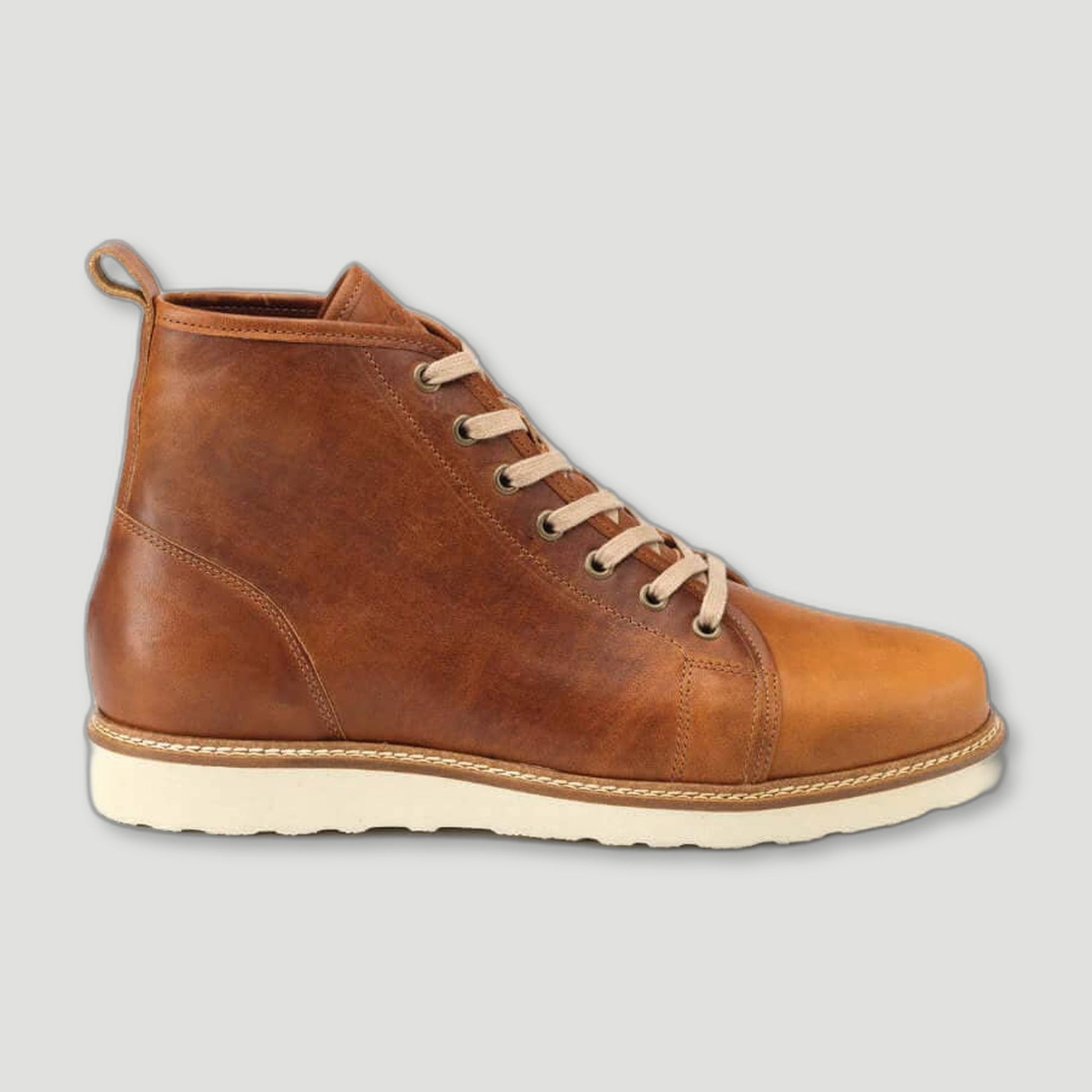 Side view of The Whitley - Hunter Light Oak Boot from Goral - British Made Trainers