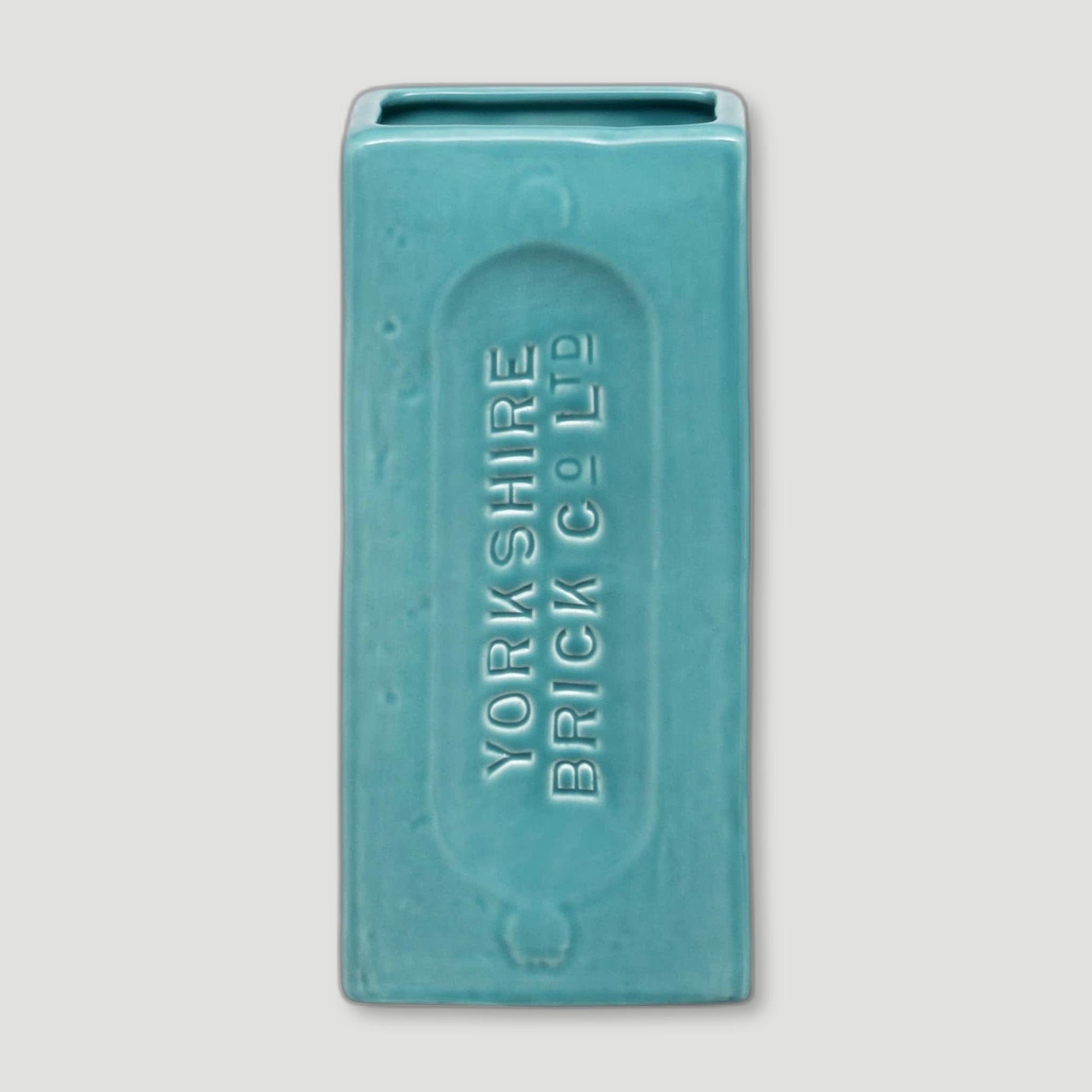 Front view of Turquoise Yorkshire Brick Vase from Stolen Form - British Made Vases & Homeware