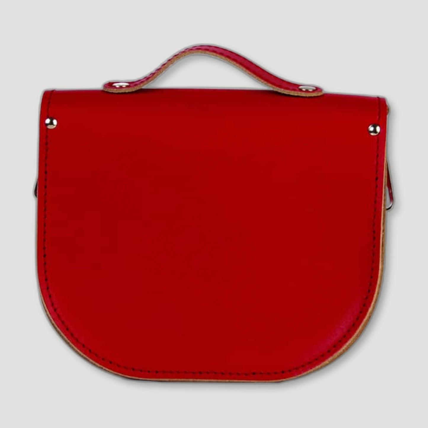 Back view of Vintage Red Half-Pint Satchel from Brit Stitch - British Made Leather Satchels