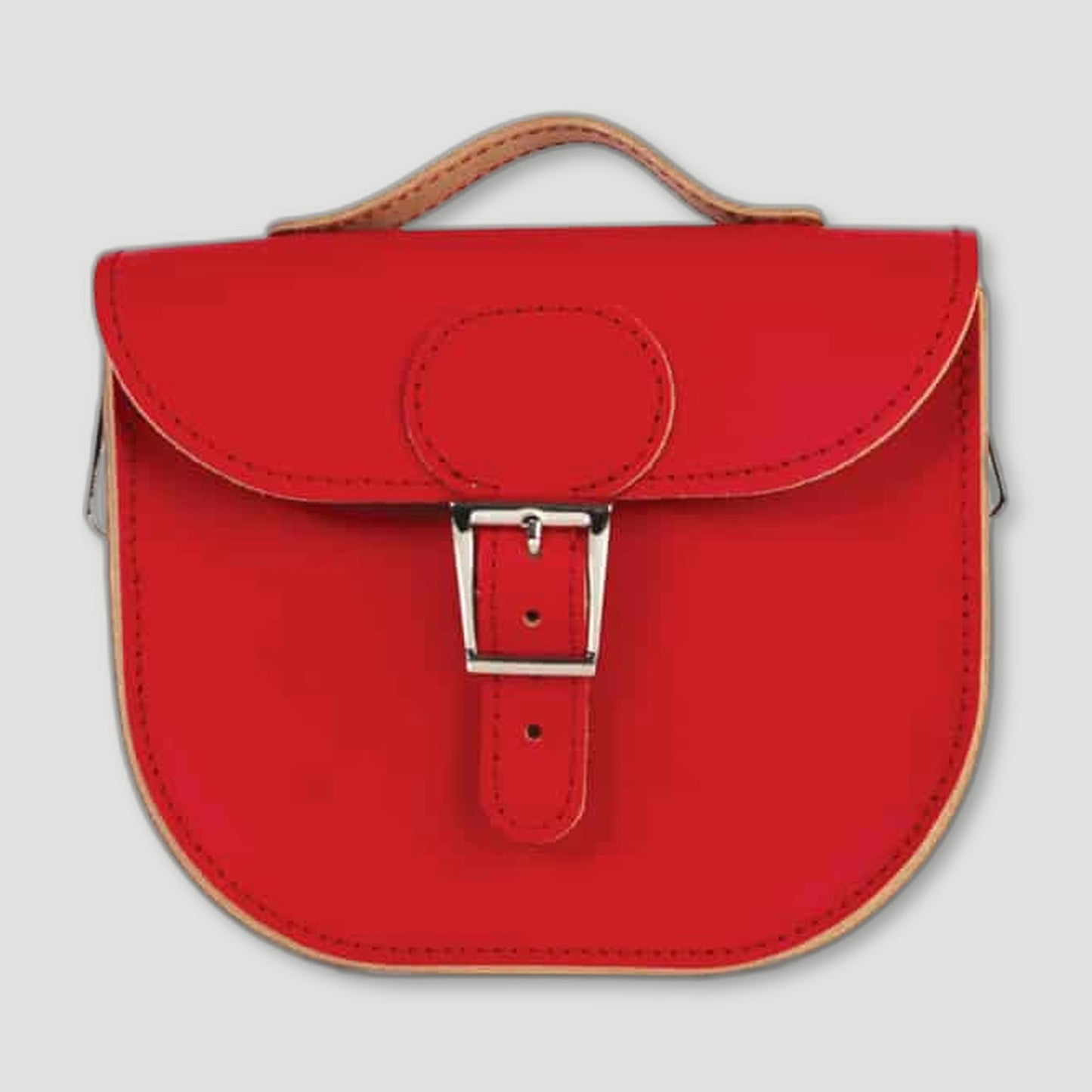 Front view of Vintage Red Half-Pint Satchel from Brit Stitch - British Made Leather Satchels