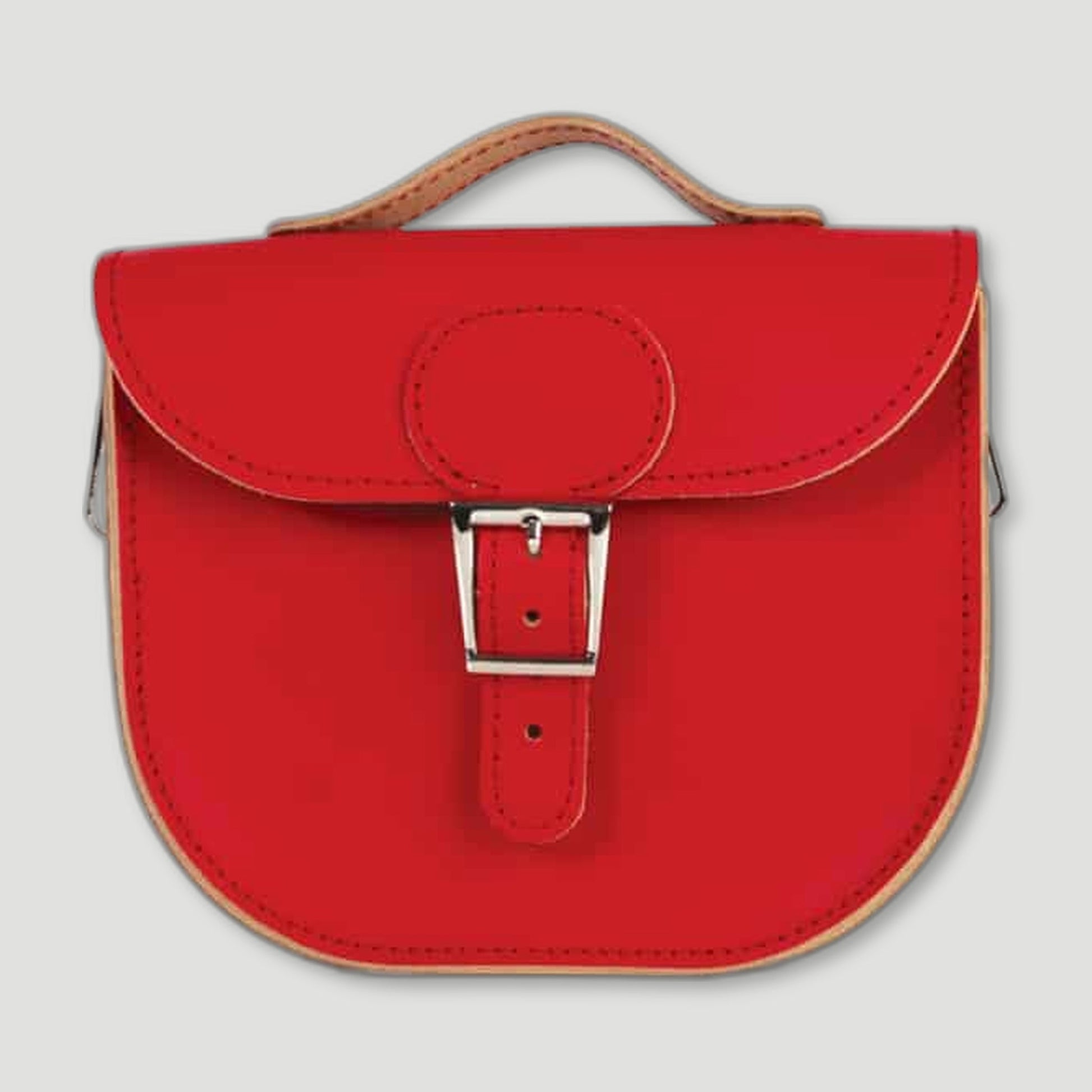 Front view of Vintage Red Half-Pint Satchel from Brit Stitch - British Made Leather Satchels