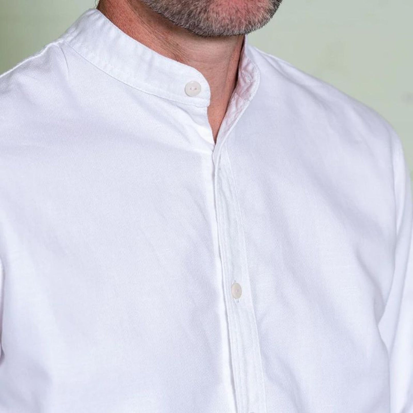 White Cotton 'Admiralty' Grandad Collar Shirt