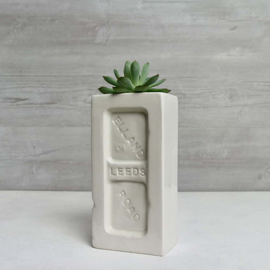 White Leeds Brick Vase