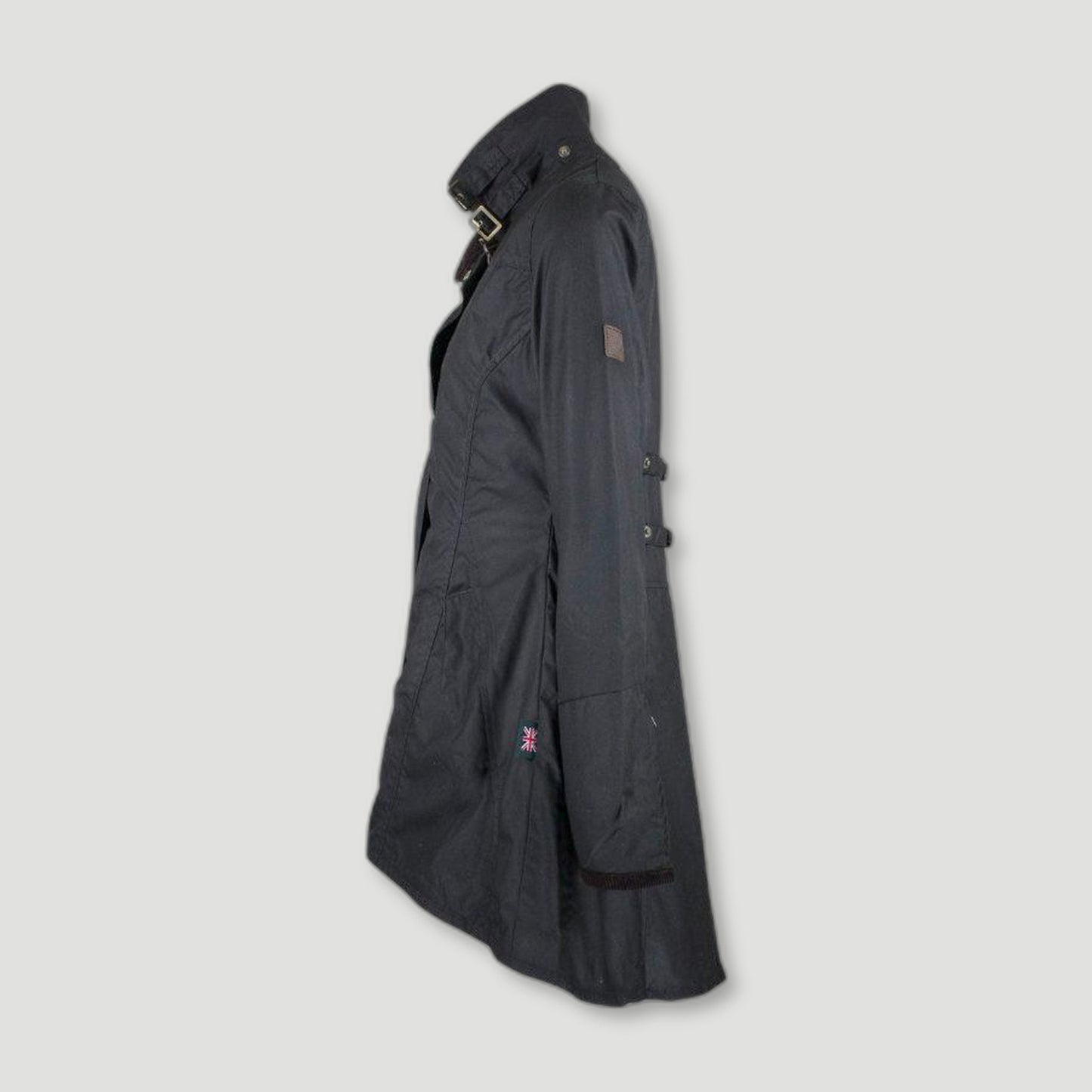Side view of Women's Olivia Waxed Jacket - Black from Oxford Blue - British Made Waxed Jackets