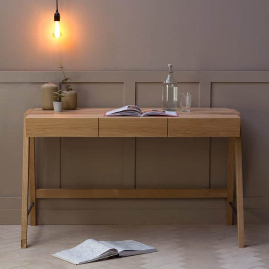 Yackt Three Drawer Desk in Oak