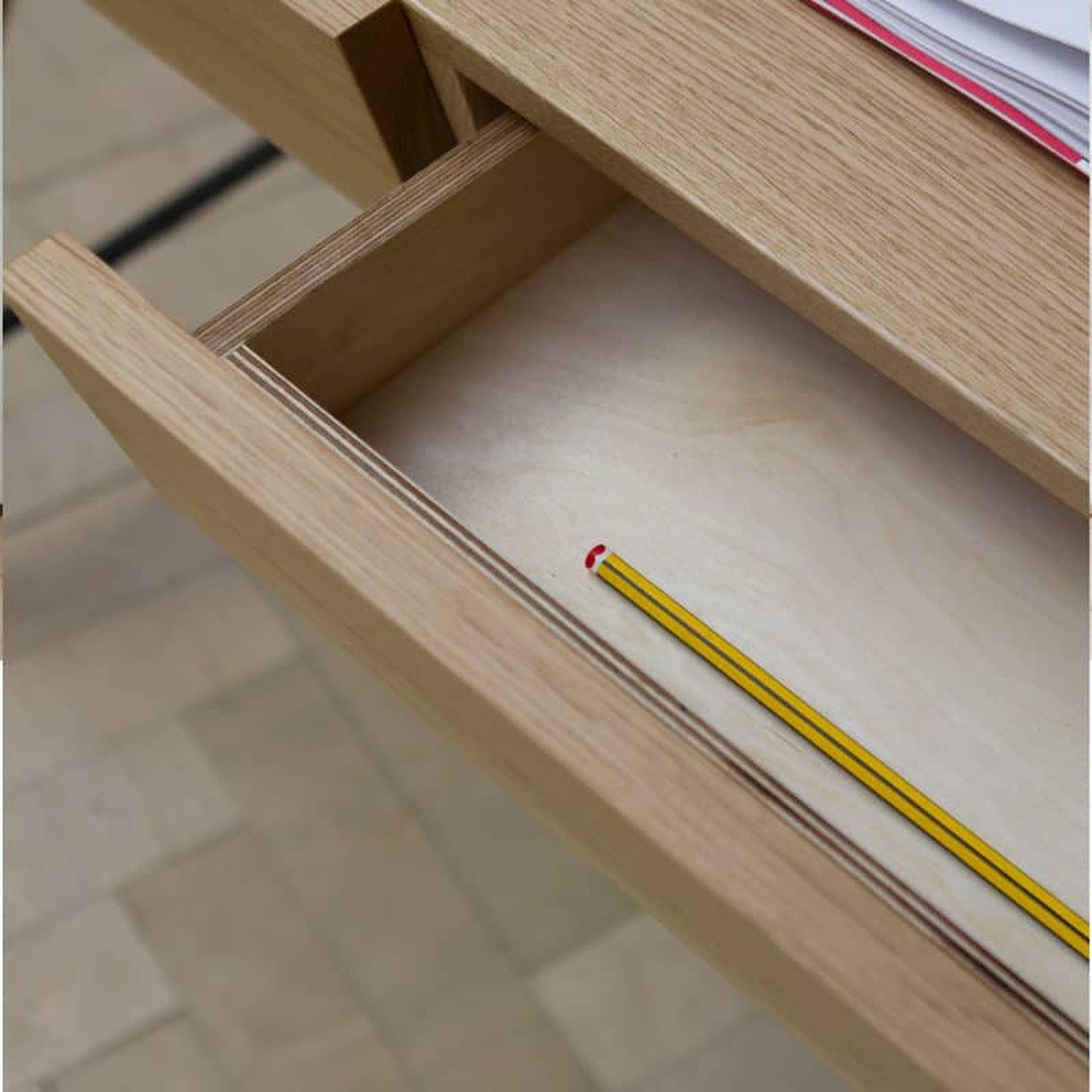 Yackt Three Drawer Desk in Oak