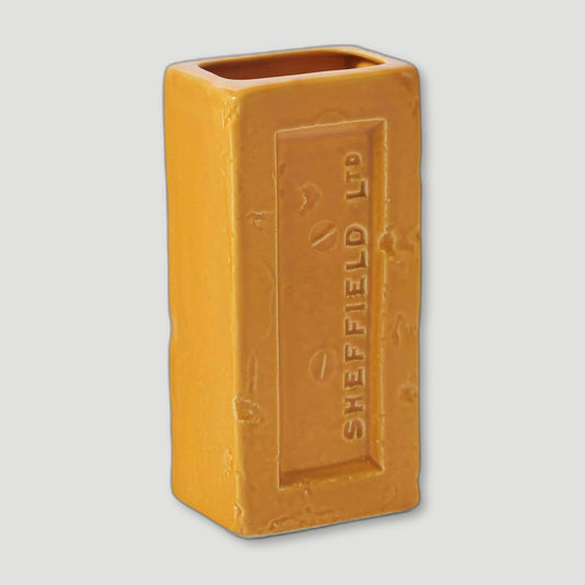 Angled view of Yellow Sheffield Brick Vase from Stolen Form - British Made Vases & Homeware