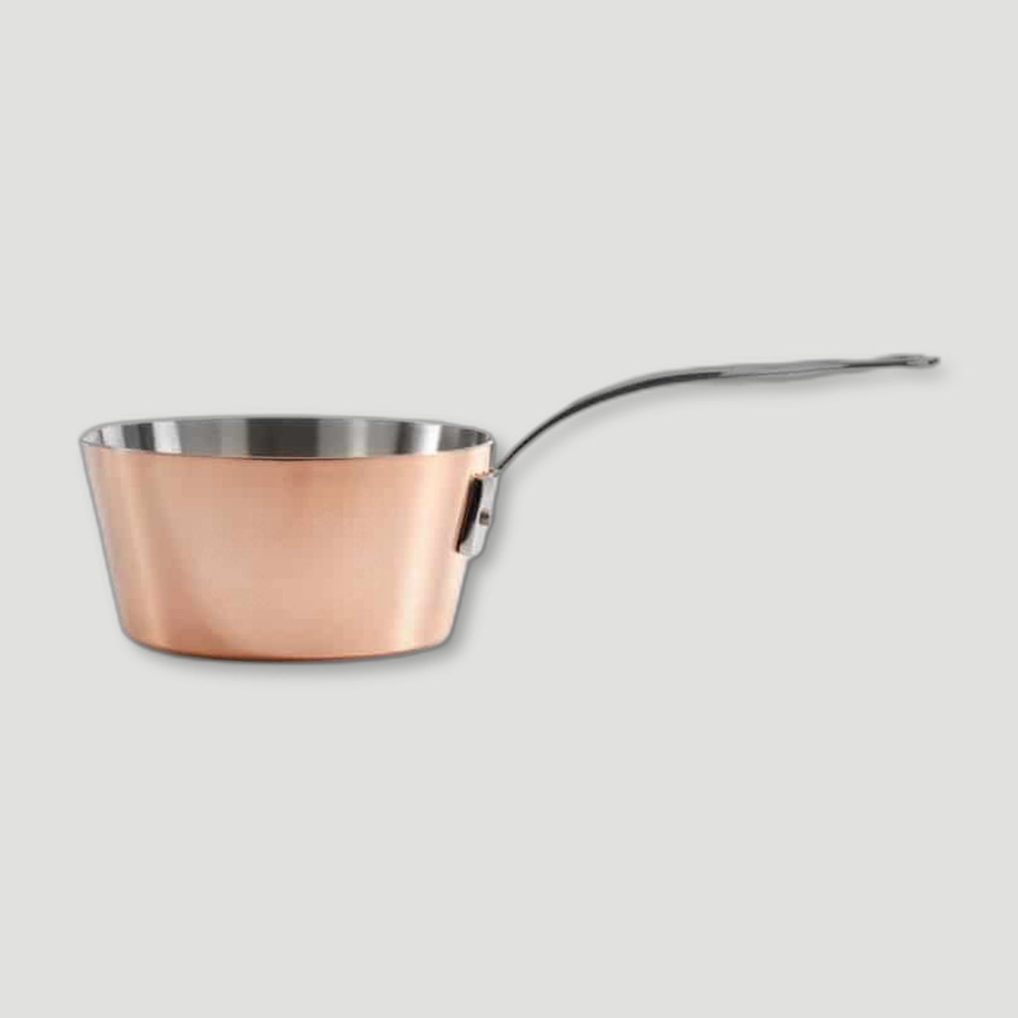 Side view of 16cm Copper Induction Tapered Saucepan from Samuel Groves - British Made Cookware