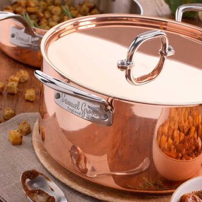 20cm Copper Induction Casserole Pan & Lid