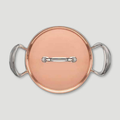 Top view of 20cm Copper Induction Casserole Pan & Lid from Samuel Groves - British Made Cookware