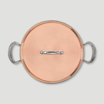 Top view of 26cm Copper Induction Casserole Pan & Lid from Samuel Groves - British Made Cookware