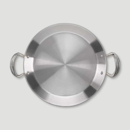 Top view of 26cm Copper Induction Paella Pan from Samuel Groves - British Made Cookware