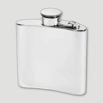 Back view of 6oz Kidney Shaped Pewter Hip Flask from Wentworth Pewter - British Made Pewter Barware