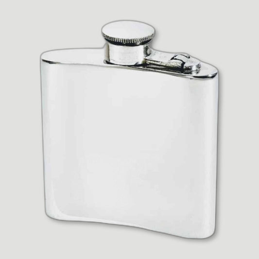 Back view of 6oz Kidney Shaped Pewter Hip Flask from Wentworth Pewter - British Made Pewter Barware