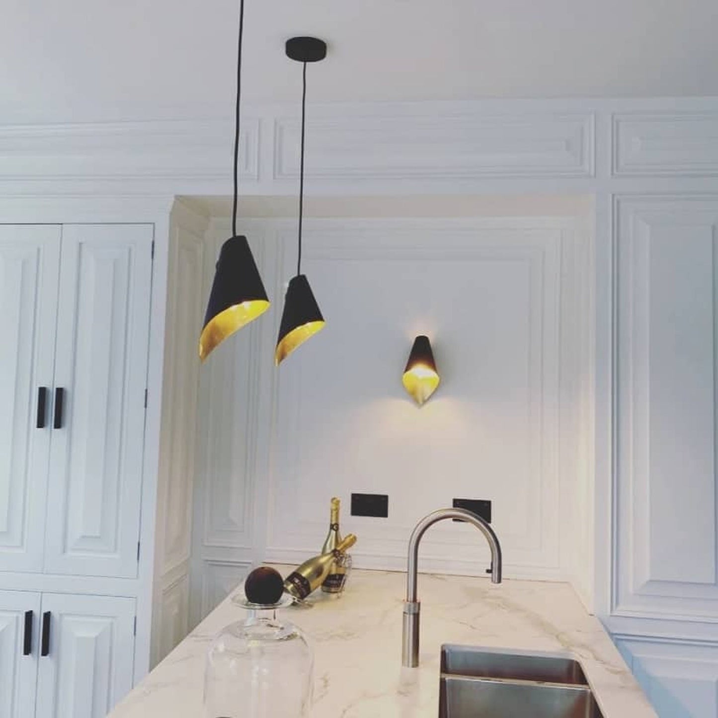 ARC Pendant in Black and Brushed Brass