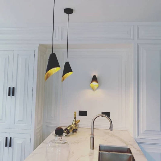 ARC Pendant in Black and Brushed Brass