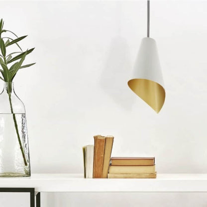 ARC Pendant in White and Brushed Brass