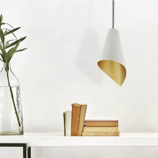 ARC Pendant in White and Brushed Brass