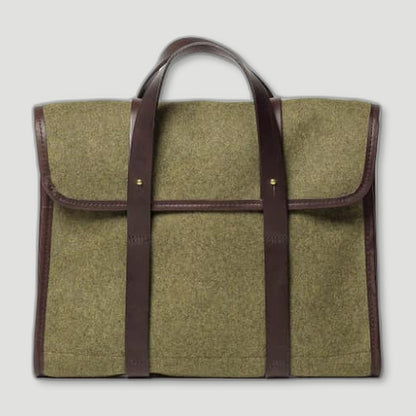 Barrett Flap Briefcase - Khaki from CHERCHBI - British Made Bags