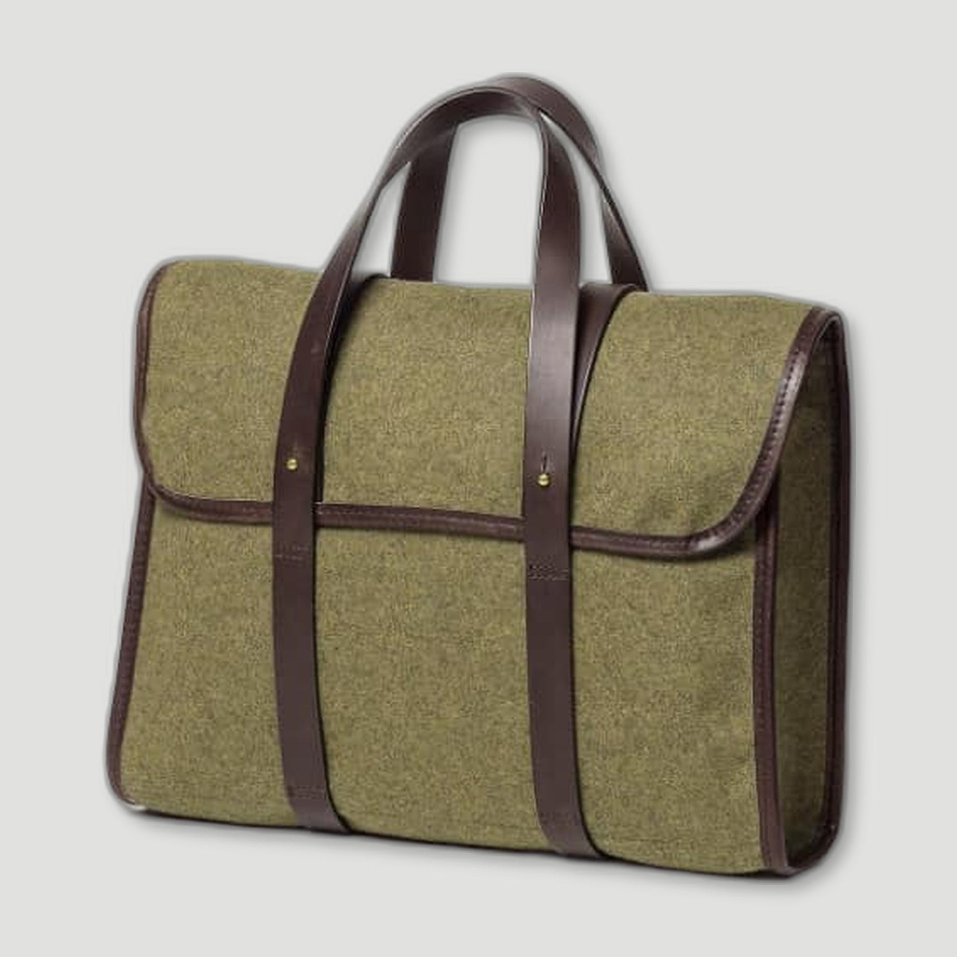Barrett Flap Briefcase - Khaki from CHERCHBI - British Made Bags
