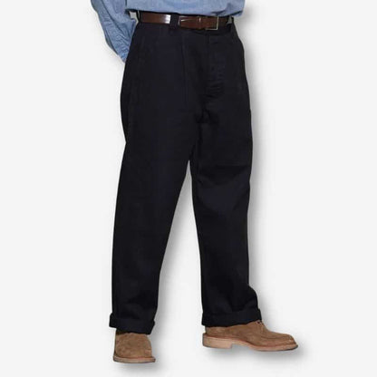 Black Cotton Work Trousers