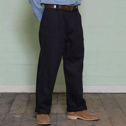 Black Cotton Work Trousers