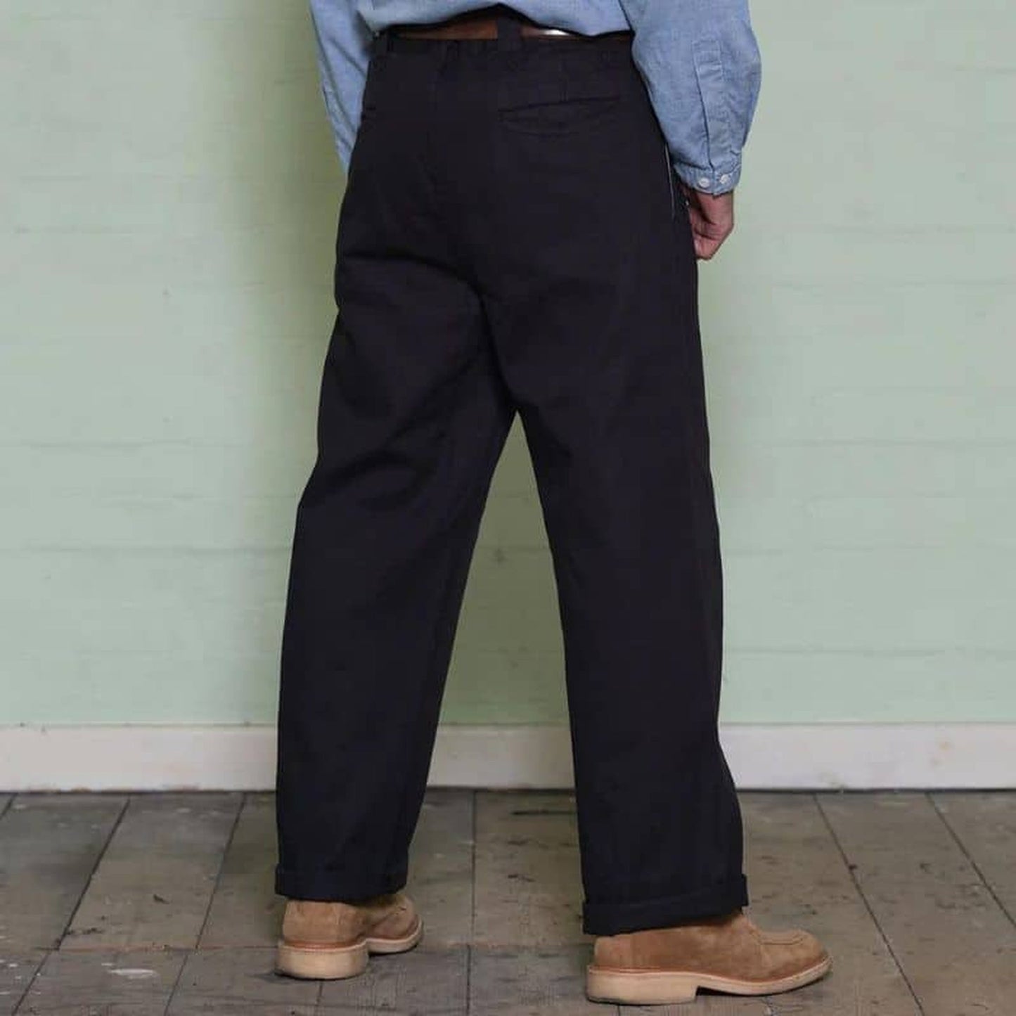 Black Cotton Work Trousers