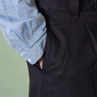 Black Cotton Work Trousers