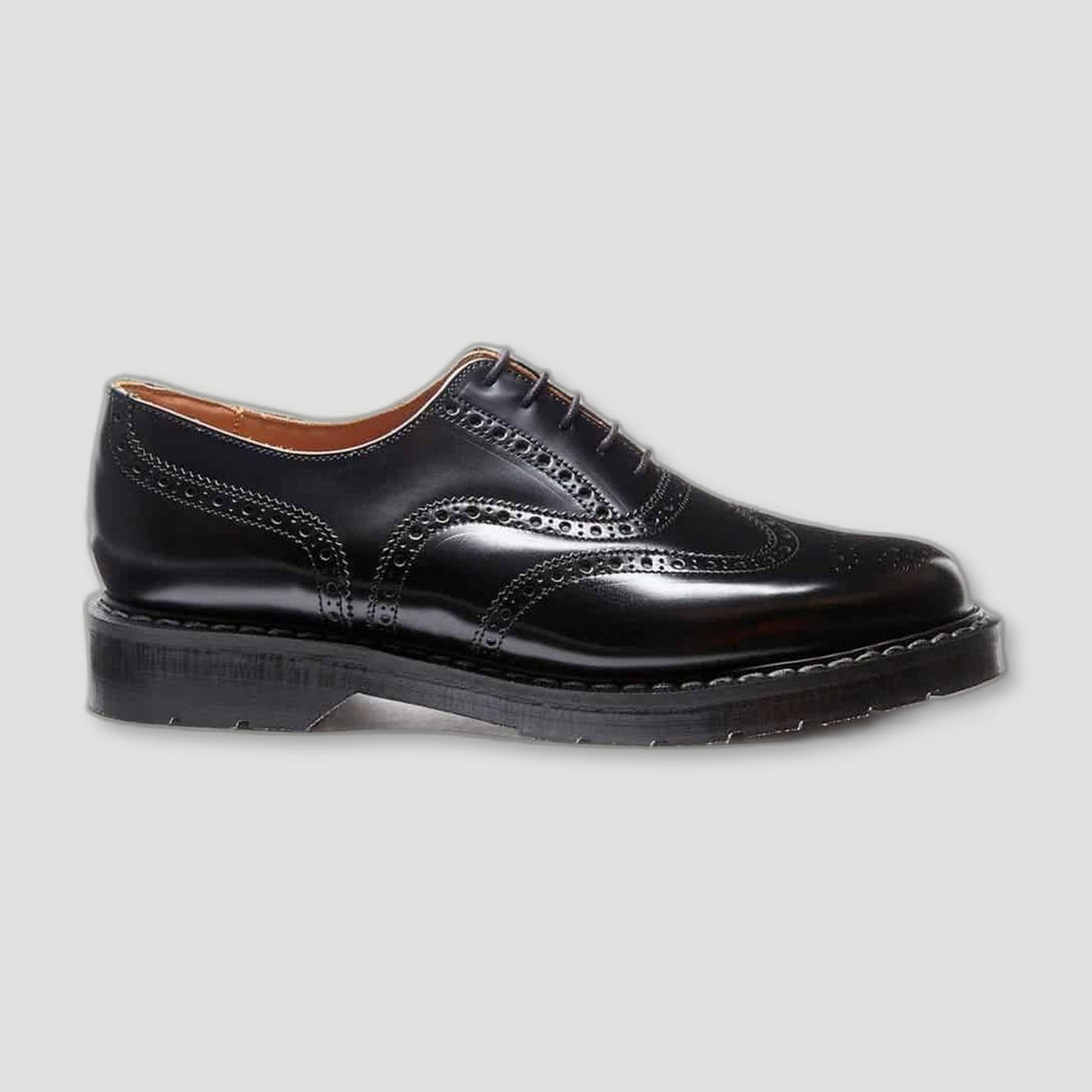 Black Hi-Shine English Brogue Shoe